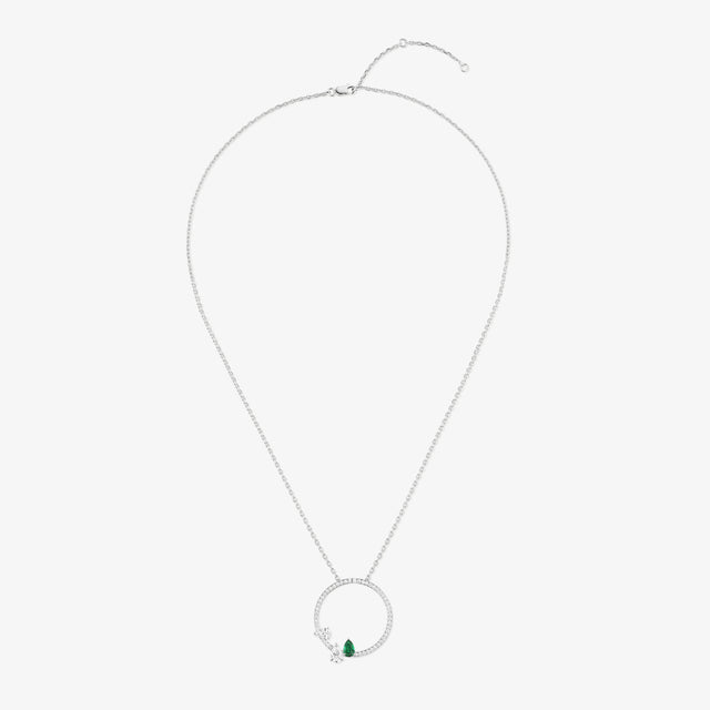 Serti sur Vide pendant set with 2 diamonds and 1 emerald